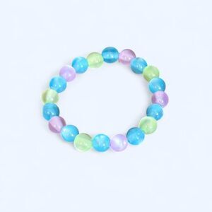 Handmade Shiny Blue Green and Purple Beaded Bracelet